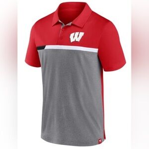 Fanatics Wisconsin Badgers college men's Polo Red Gray size XL short sleeve